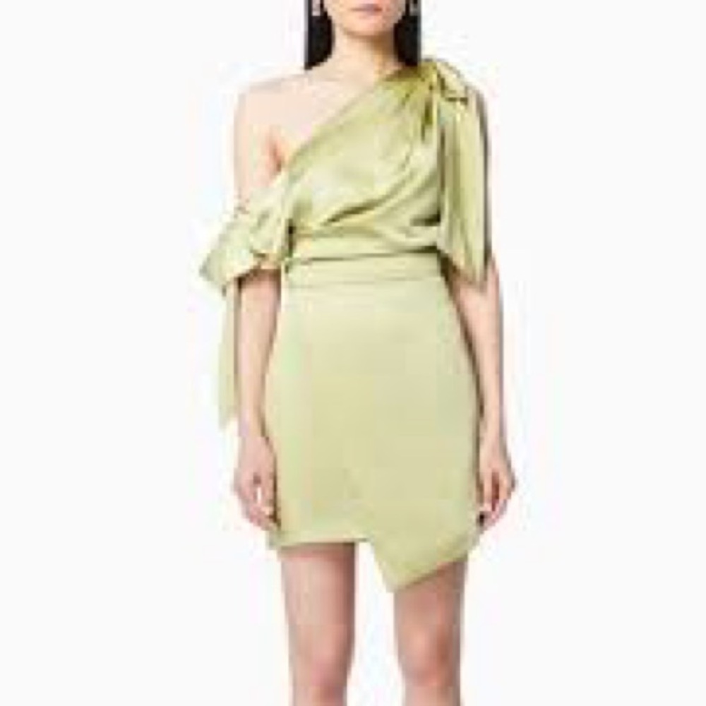 ELLIATT selkie bow one-shoulder satin cocktail dress SIZE XL